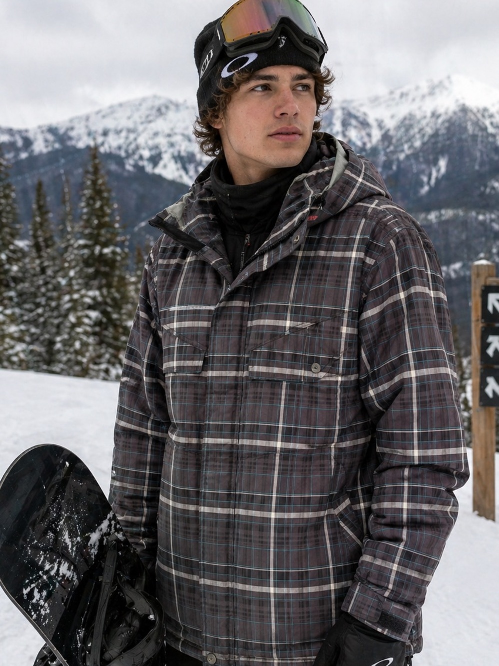Ripzone Plaid Ski Jacket | Fleece Lined | 5000mm | Hooded | Large